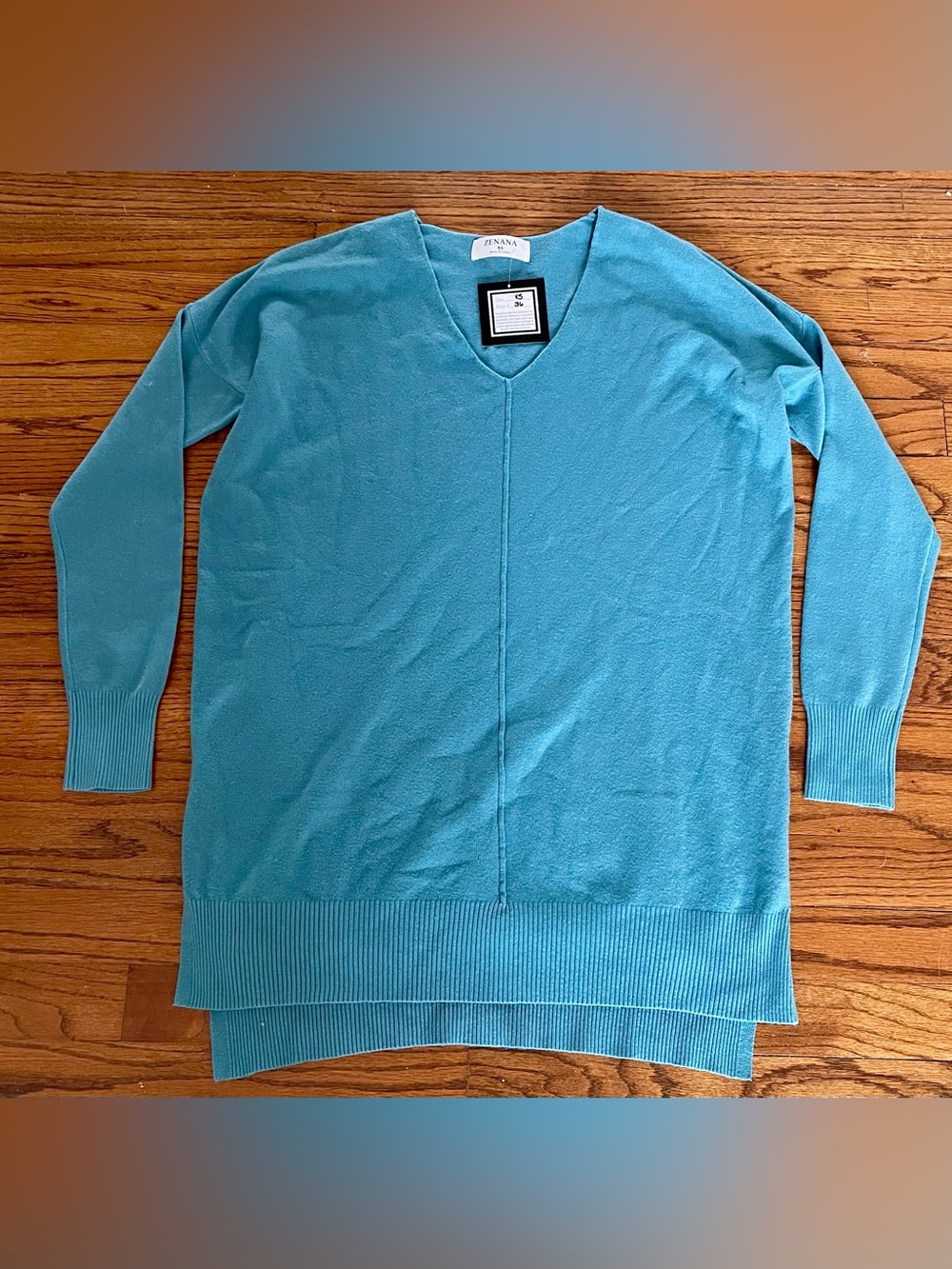 Zenana Front Seam Turquoise Blue Sweater Women’s XS TW-1962C5 BRAND NEW WITH TAG